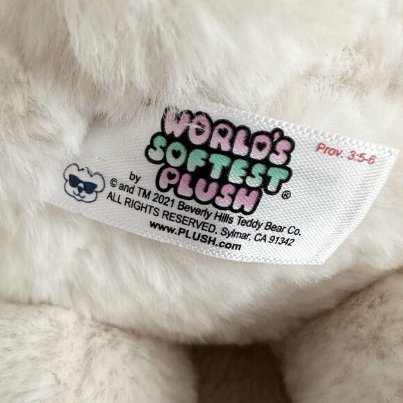 Worlds Softest Plush White Bunny Rabbit Red Heart Pattern Ears Feet 14” Stuffed - Picture 4 of 5